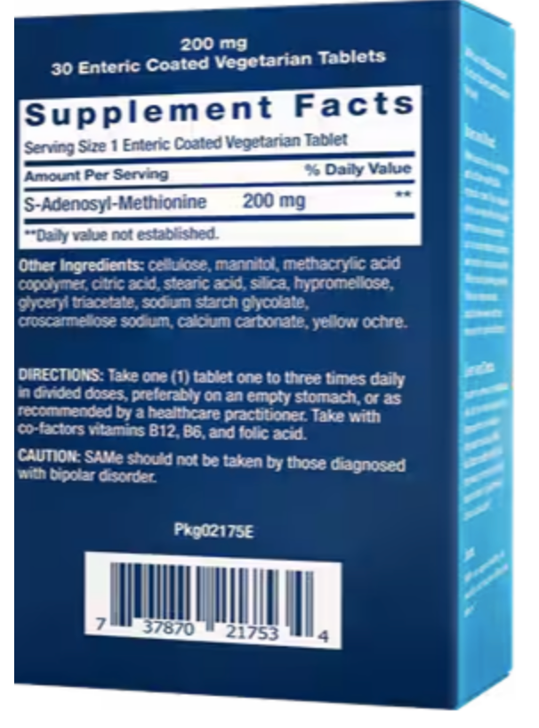 SAMe 200 mg (S-Adenosyl-Methionine) 30 ct LIFE EXT