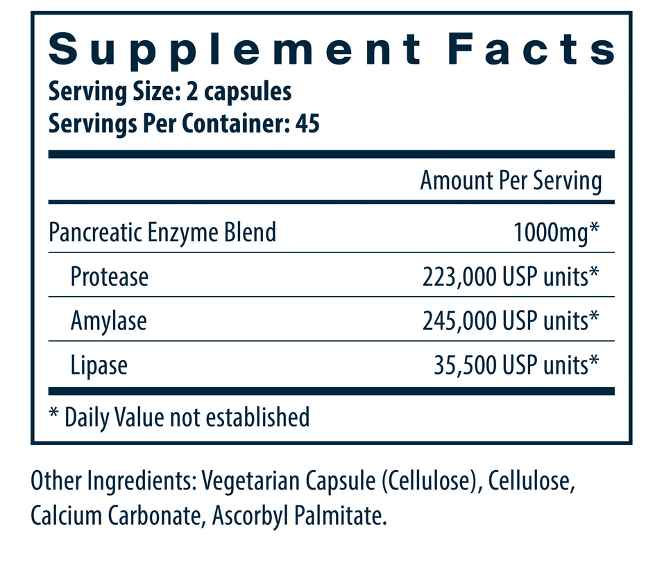 Pancreatic Enzymes 1000 mg 90 caps VITAL NUTRIENTS