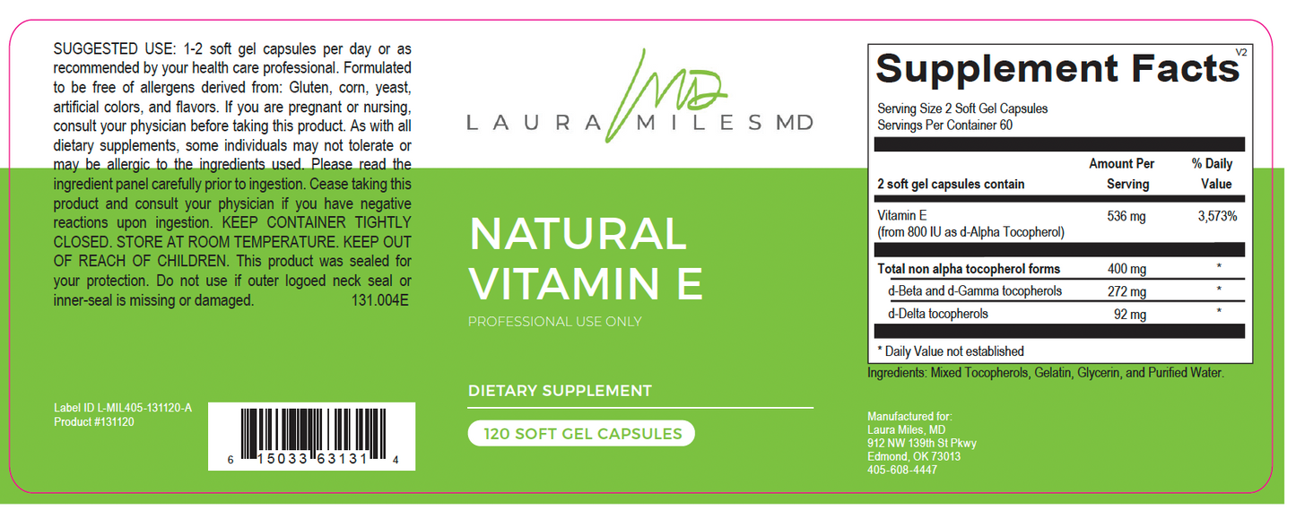 Natural Vitamin E Mixed Tocopherols 120 caps